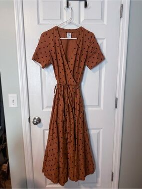 Son De Flor Wrap Linen Dress Polka Dot XXS